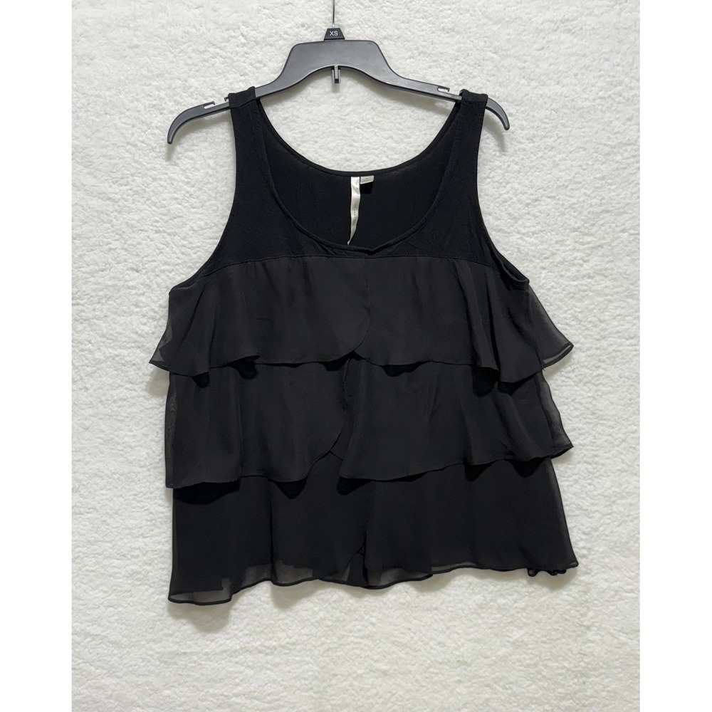 LC Lauren Conrad Black Ruffle‎ Sleeveless Tank Top Womens XL Career Casual